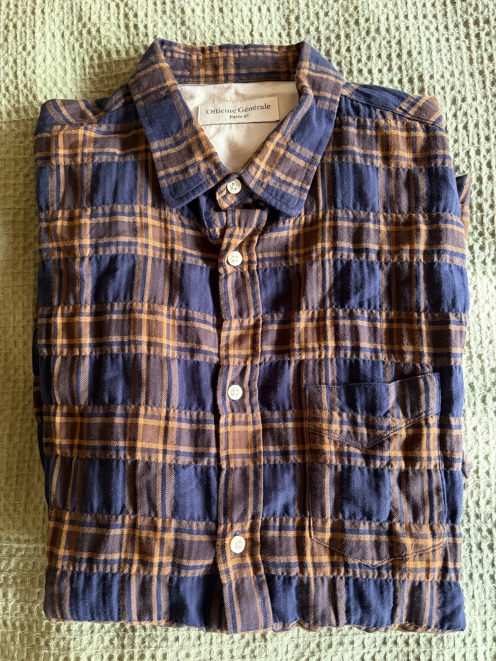 Officine Generale Organic Cotton  Plaid Button-Down Shirt